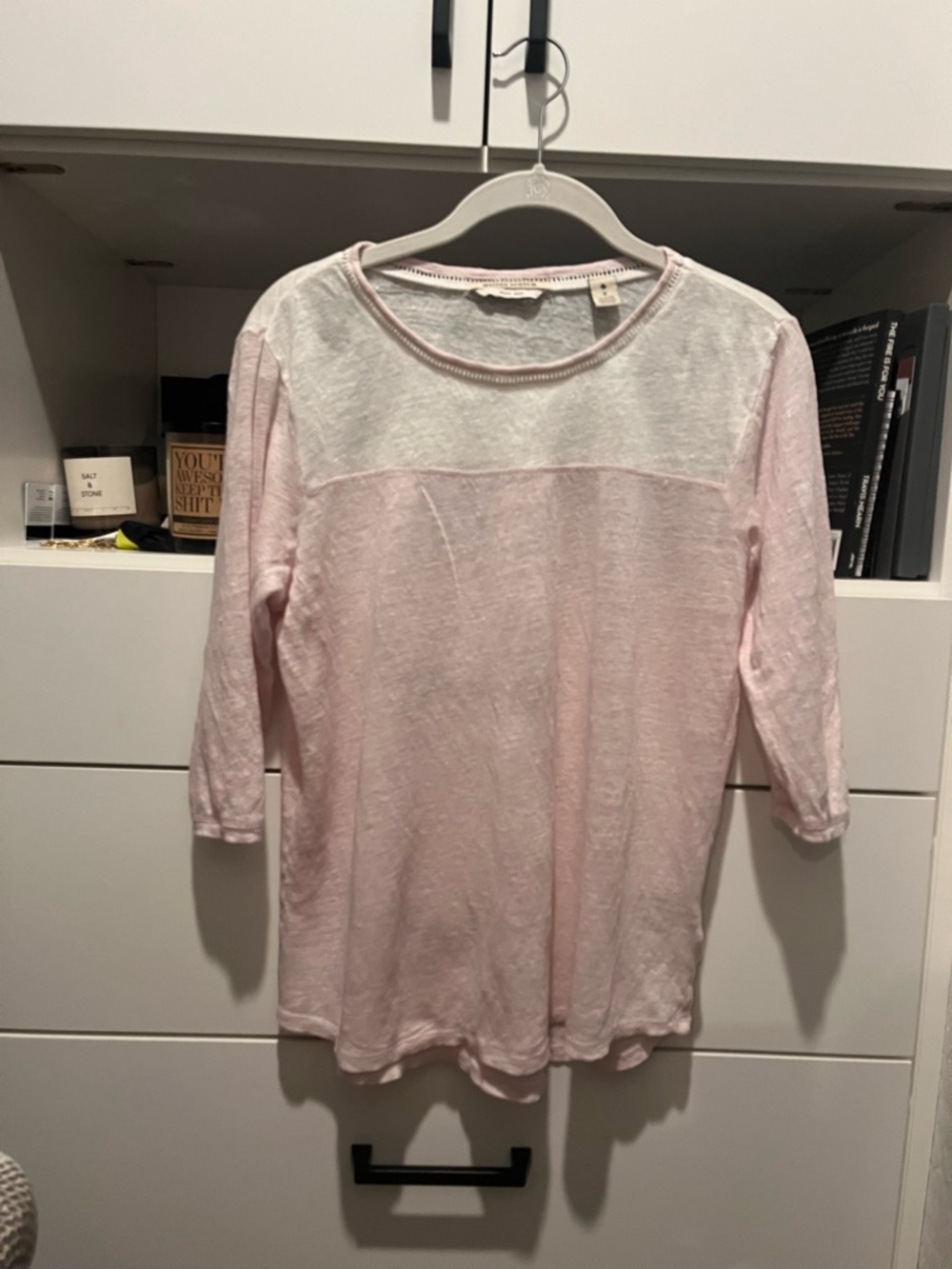Light Pink & White Long Sleeve Top